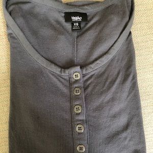 Gray 1/4 button up and 1/3 length sleeves